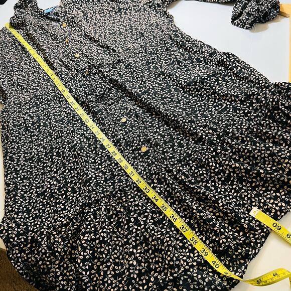 Draper James Floral Long Sleeve Dress Size XXL Black Cream - Picture 9 of 10